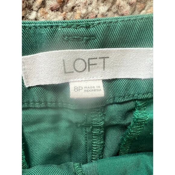 Loft Emory Wide Leg Trouser Pants, Size 8P, Emerald Green, High Rise, Pleated - Picture 3 of 8